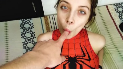 Spider-Girl gets cum on her pussy