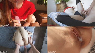 Compilation. BadCuteGirl in the Rain of Cum!