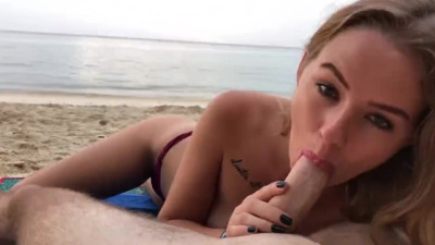 Caught getting a public blowjob on the beach