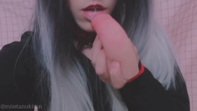 POV your Goth Classmate Sucks your little Dick like Lollipop Amateur Girl Blowjob Cum Mouth Swallow