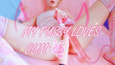 Pink Girl Expands her Pussy with two Dildo and Cums from the Vibrator