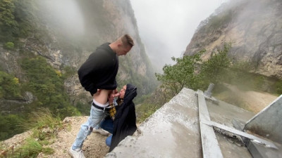 Blowjob with an Amazing Mountain View, very Cold, but this Time I Cum