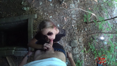 Thug-girl Sucks Cock and Eats Cum Outdoor