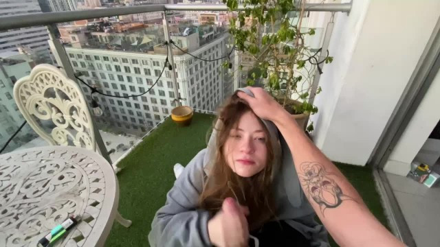 Gfs little Sister Sucks my Dick on Balcony in Downtown - Full XXX Movies | ePornHIT.