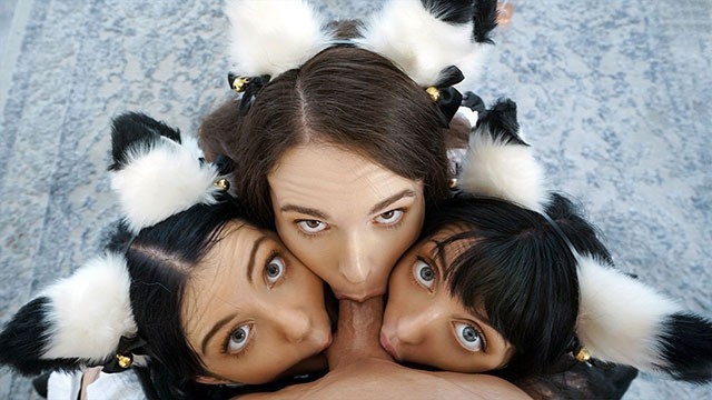 Sexy Sugar Babes In Slutty Maid Uniforms Brooke Johnson, Kitty Cam and Lily Thot Share Stud - Full XXX Movies | ePornHIT.