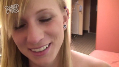 This petite blonde teen gets creampied