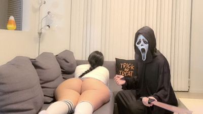 On Halloween Home alone Schoogirl SLUT get Fucked by Intruder.