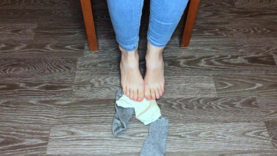 Babe Girl Shows her Socks and Foot Fetish POV