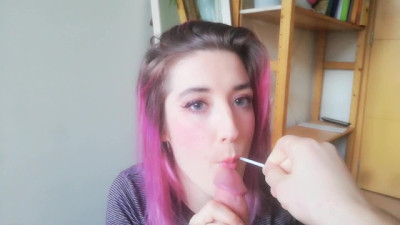 Playing With Her Lollipop She Takes Full Mouth and Stakes POV