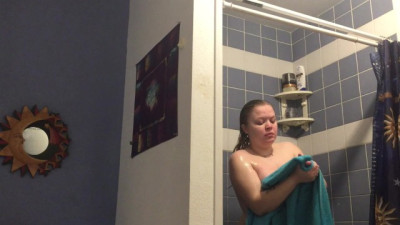 Bathroom Spycam on Pregnant Blonde!