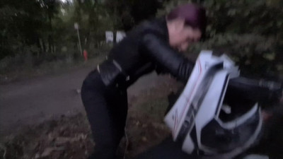 Biker Girl has some Trouble, I Offer her a Ride & she Pays me with an Outdoor Blowjob, she Swallow !