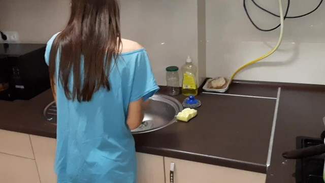 Passionately fucked her girlfriend in the dorm kitchen while nobody was there - Full XXX Movies | ePornHIT.