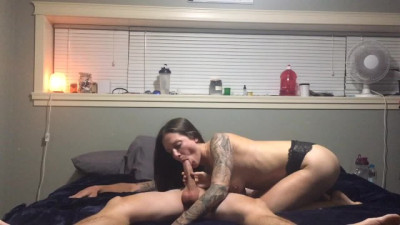 Tattooed Couple has Quick Fuck she Cums he Cums