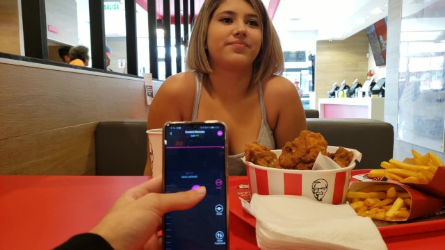 Lush control in public KFC and creampie - Full XXX Movies | ePornHIT.